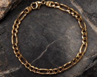 Gucci Figaro Link Bracelet 14k Yellow Gold 9.2 Grams Chunky Unisex