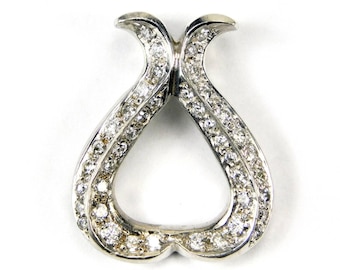 18K White Gold Diamond Art Deco Pendant - 0.80 ctw