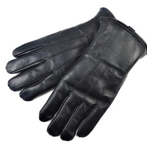 Genuine Sheepskin Black Leather Brown Fur Winter Men&#39;s Warm Gloves L New