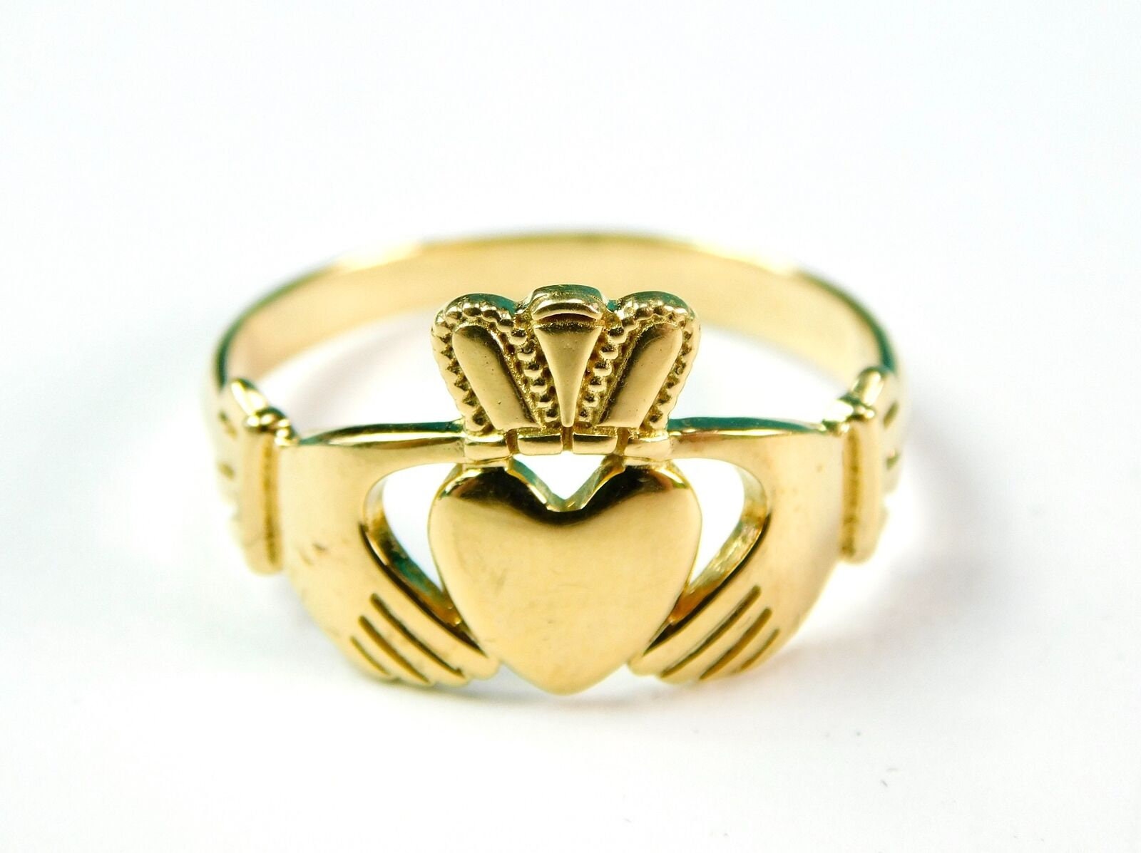 Vintage 18k Gold Irish Ireland Claddagh Ring Engagement Wedding Size 10 Jewelry Gift for Her Wife Gift Girlfriend Gift