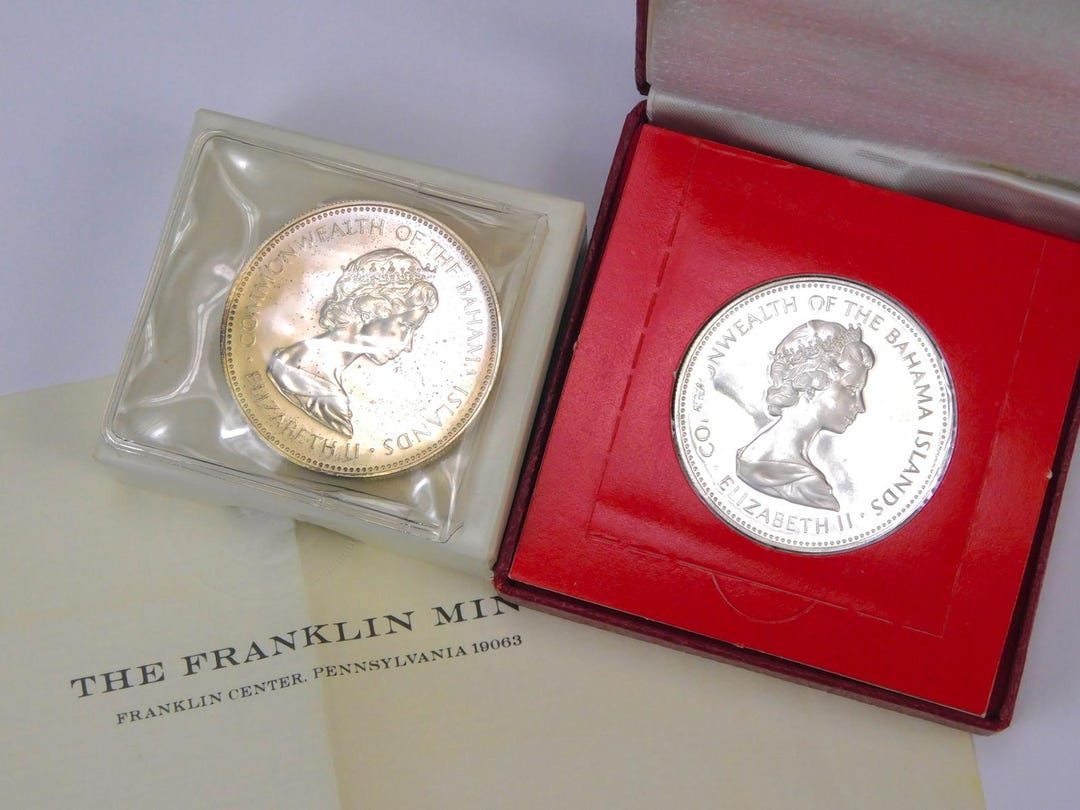 1971 Bahama Bahamas Islands Franklin Mint Sterling Silver 2 Dollar