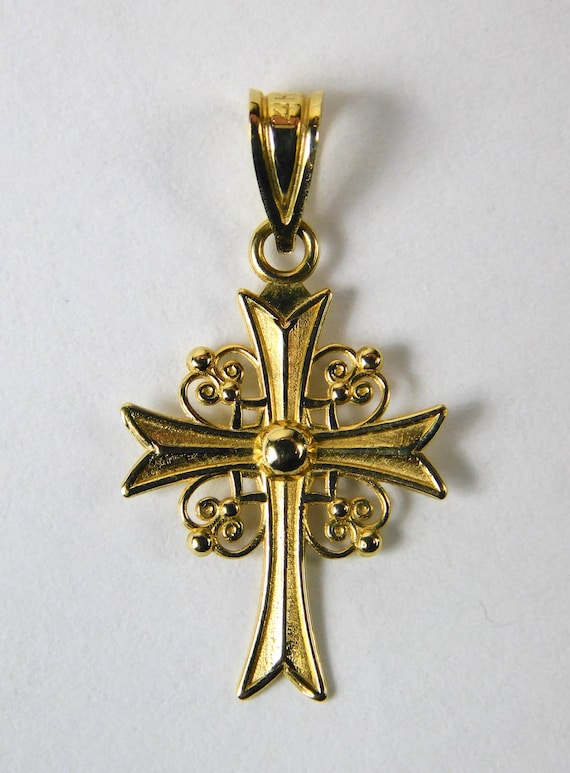 14K Yellow Gold Cross Pendant: Fine Jewelry