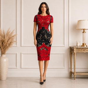 js collections black lace dress JS Collections Black Lace Dress w/Matching