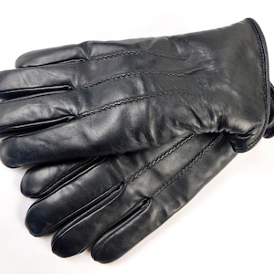 Genuine Sheepskin Black Leather & Fur Winter Men&#39;s Warm Gloves XL New