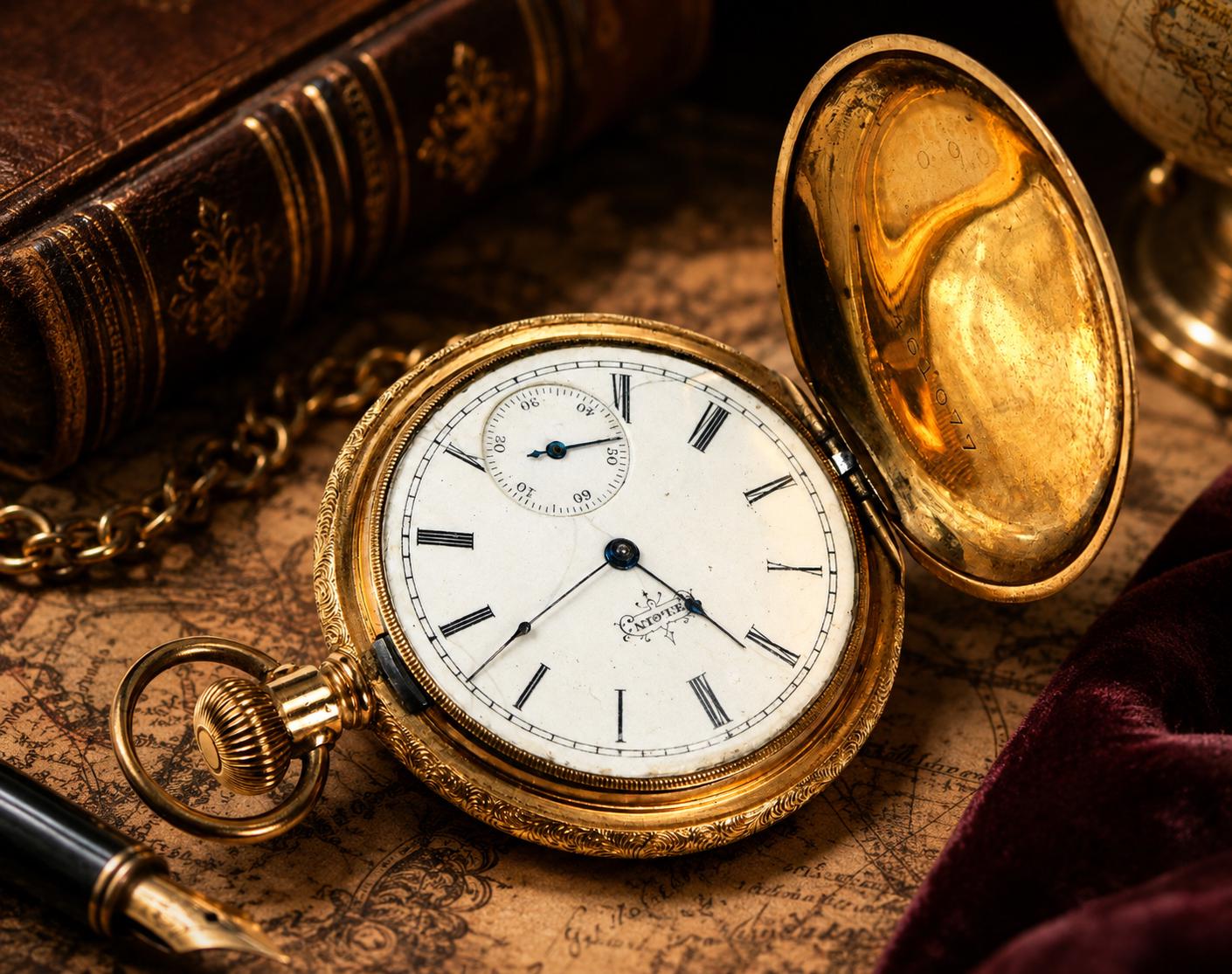 Vintage Elgin Gold Tone Ruby & White Sapphire Watch 1890 solid gold Elgin pocket watch with ruby main image 4