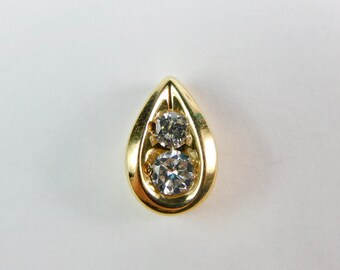 Beautiful Solid Gold  14K Yellow Gold & Natural Diamond Drop design Pendant Jewelry