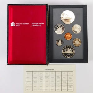1986 Canada Proof Set 7 Coins Royal Canadian Mint w/ 50% Silver Dollar