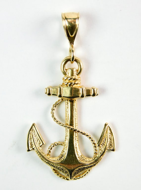Beautiful Solid Gold 14K Yellow Gold Large Anchor 