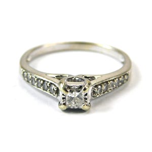 White Gold Solitaire Diamond Ring: Square Cut, Low Profile