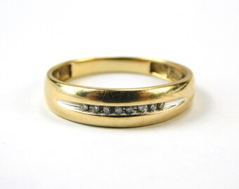 10K Two Toned White Yellow Gold Diamond Band Ring Jewelry