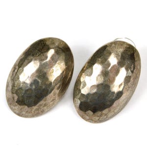 Vintage Mexican Designer Sterling Silver 925 Large Oval Earrings Jewelry