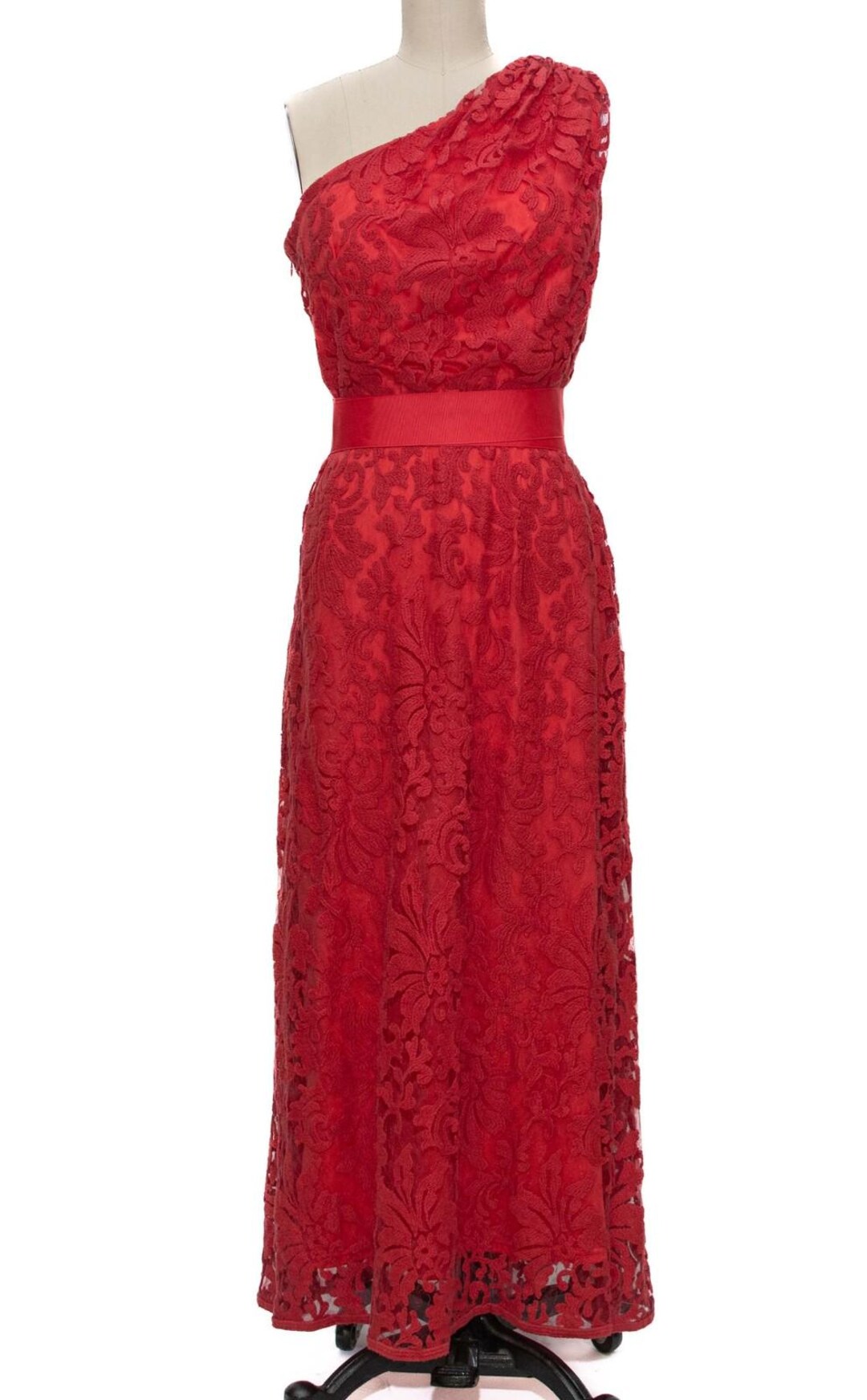 Tadashi Shoji Red Lace One-shoulder Maxi Dress - Etsy Tadashi Shoji Red Lace One-shoulder Maxi Dress - Etsy
