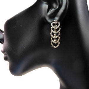 Heart and Diamonds Beautiful Vintage 14K White Gold Diamond Heart Drop Dangle Earrings Jewelry