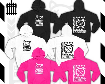 GG M3OW - Gamer Hoodie - Goth Hood - Alternative - Techwear Hoodie - Cat Hoodie - Gamer Girl - Game - Unisex Pullover - Front/Back