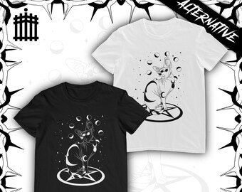 ムーンスフィンクス猫 - ゴシック T シャツ - ゴス T シャツ - オルタナティブ T シャツ - 猫ギフト - ウィッカ - ペイガン - オルタナティブ - ゴシック - ユニセックス シャツ