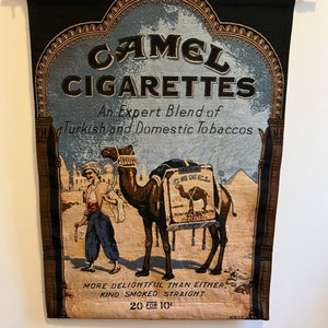 Vintage Camel Cigarette 1980s Woven Wall Hanging Tapestry