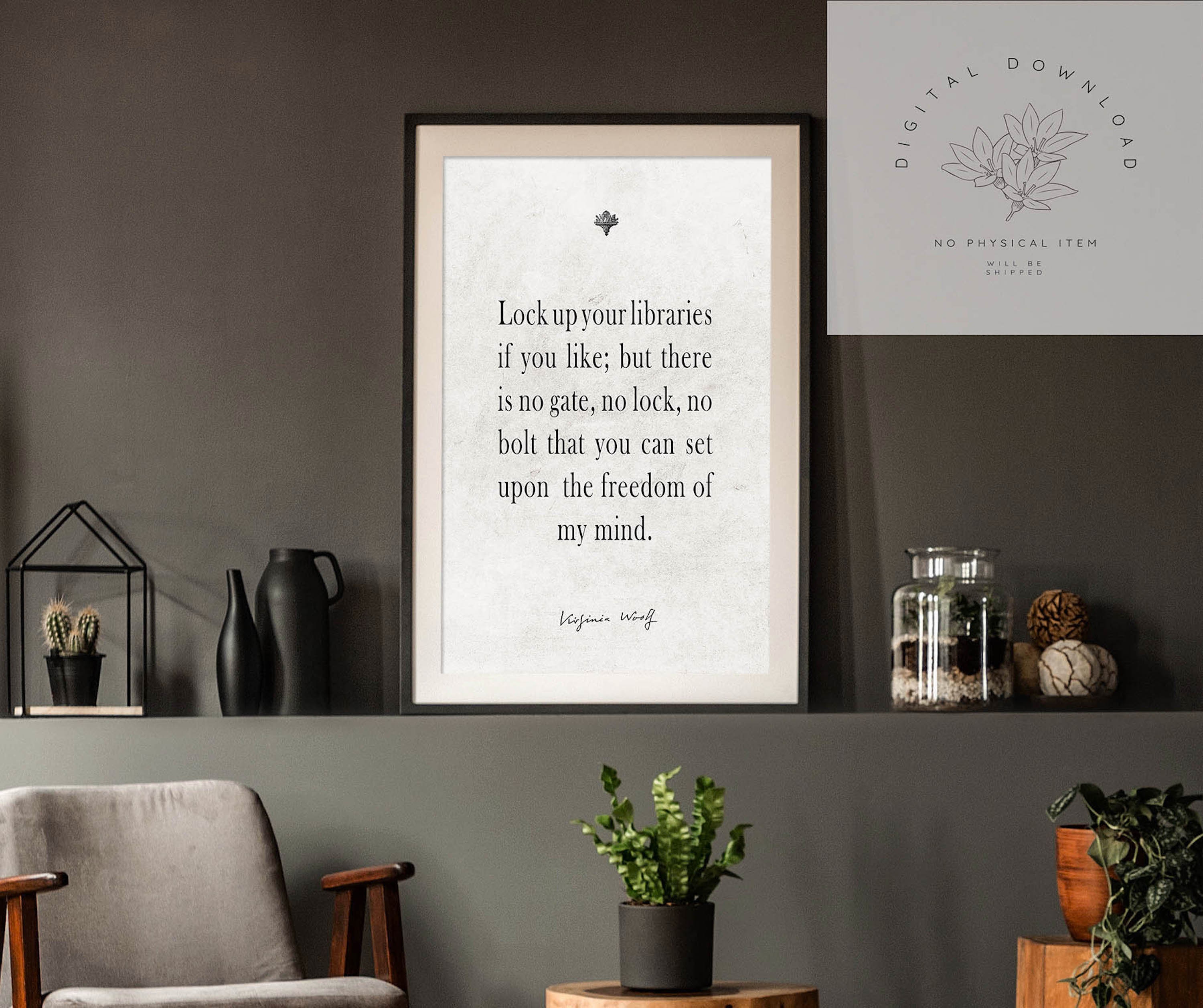 Virginia Woolf Quote A Room of One's Own Classic Etsy