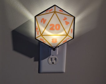 D20 Dice Night Light: Dungeons and Dragons Game Room Decor