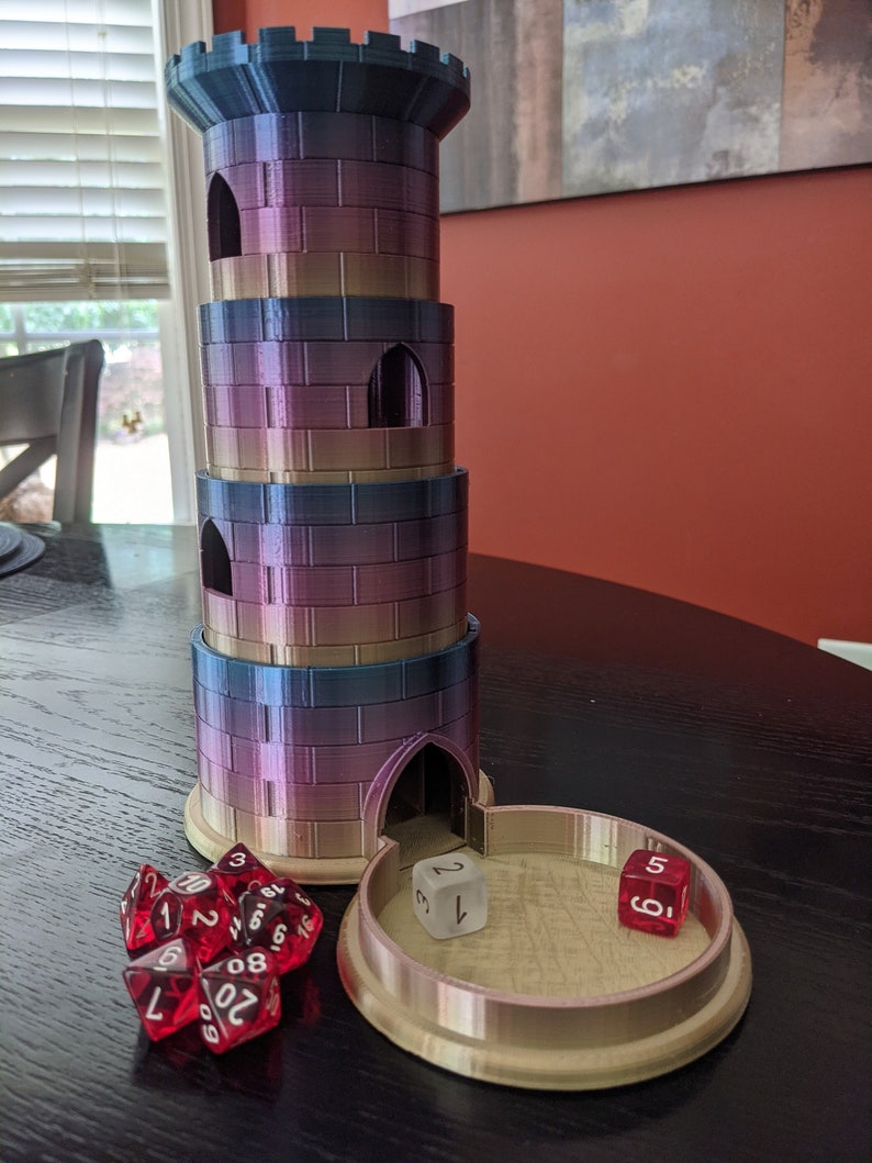 3D Printed Collapsible Castle Dice Tower | DND gaming accessory | Die roller | Dungeons and Dragons game 