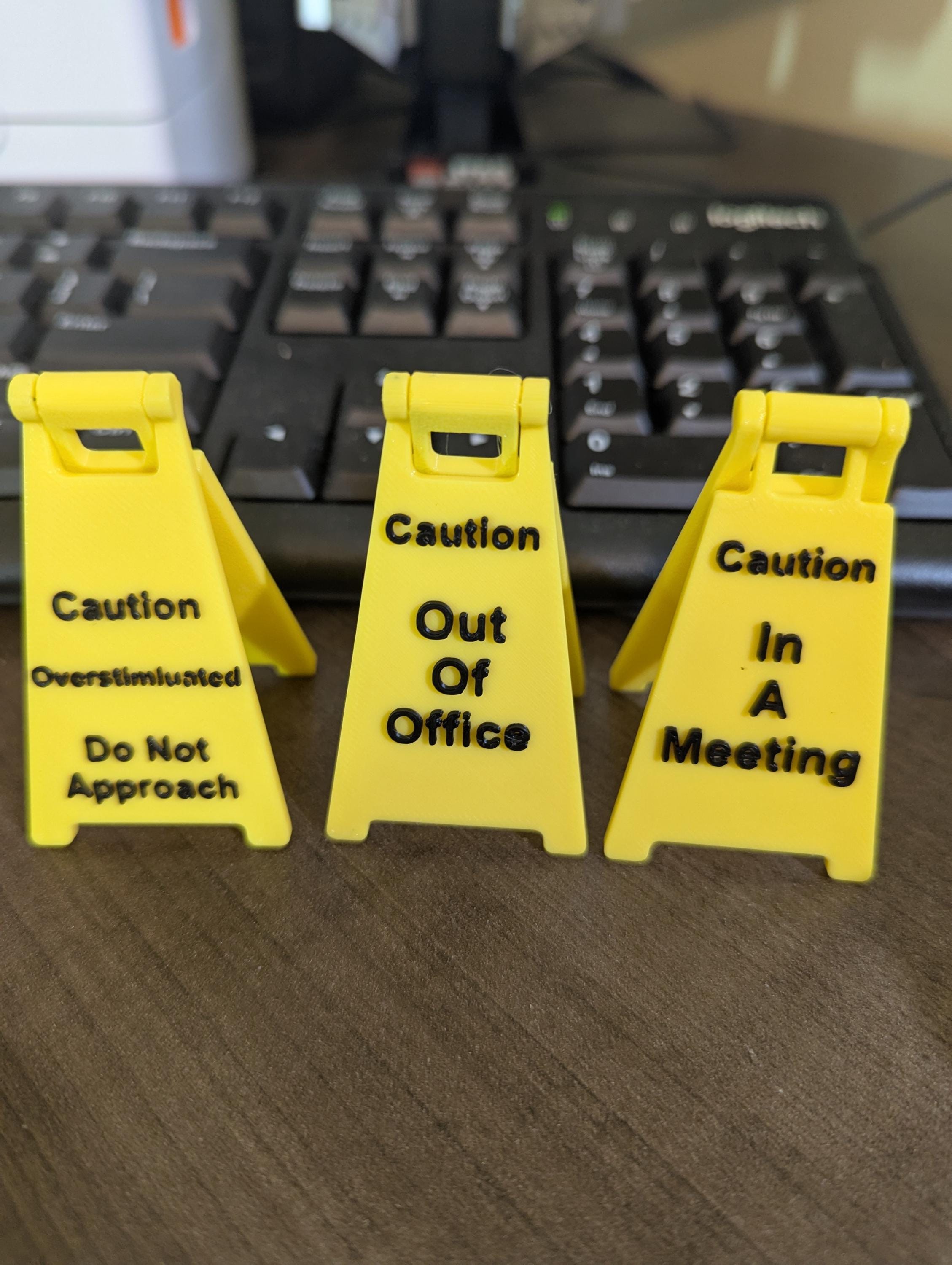 3D Printed Mini Caution Sign: Funny Desk Decor - Etsy