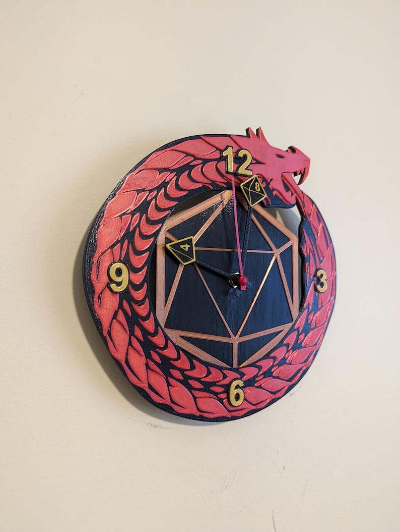 3D Printed Dragon Dice Clock: Dungeons and Dragons Wall Decor - Etsy