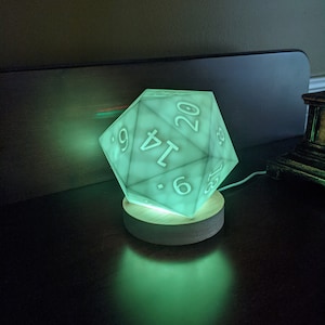 D20 dice accent lamp | Multiple color options | Dice Lamp | Dungeons and Dragons Lamp