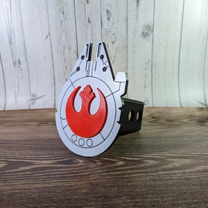 3D printed Star Wars Millennium Falcon trailer hitch cover with Rebel logo inset | Rebel Logo | Millennium Falcon