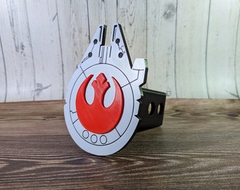 3D printed Star Wars Millennium Falcon trailer hitch cover with Rebel logo inset | Rebel Logo | Millennium Falcon