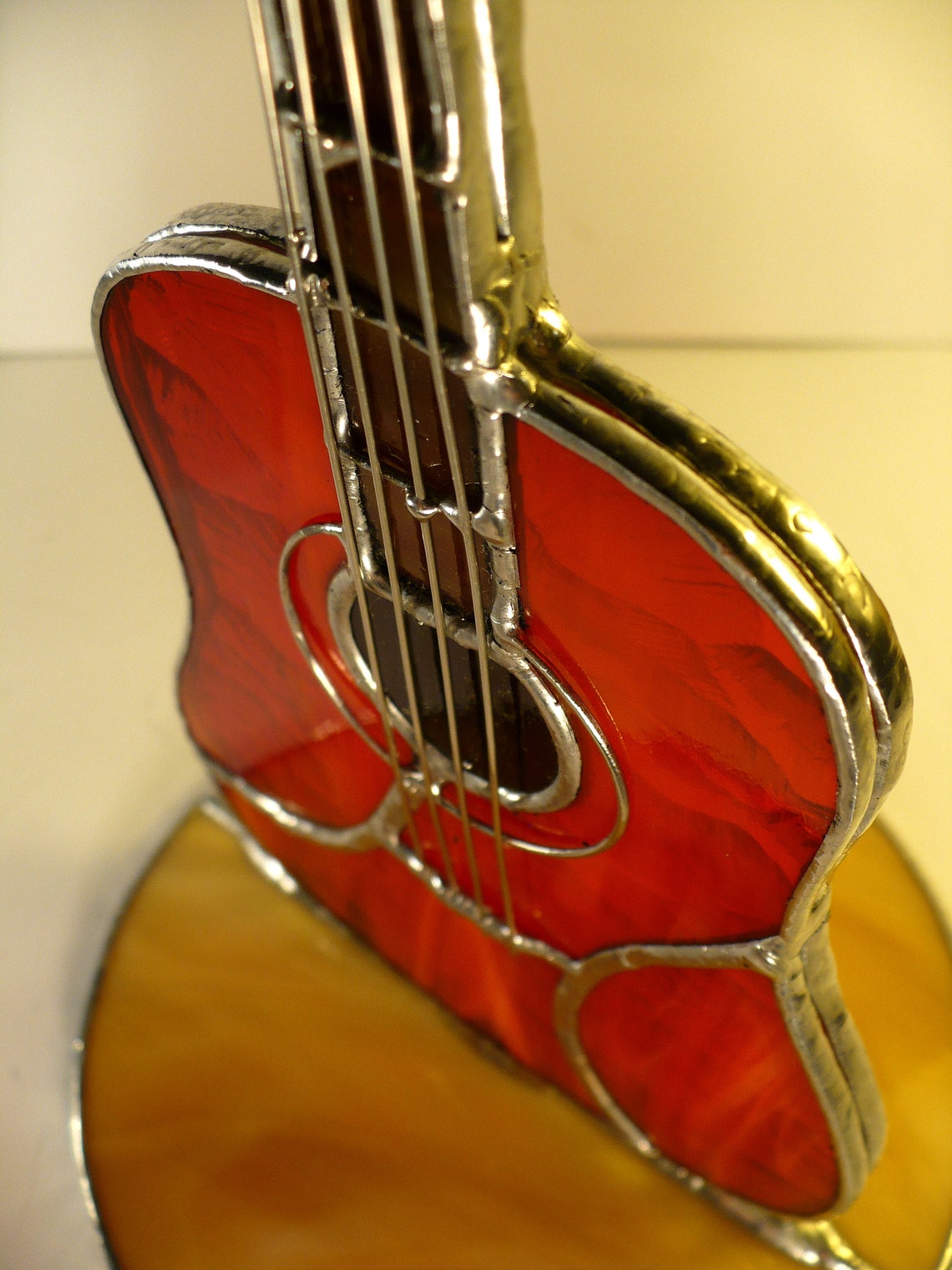 Stained glass statuette acoustic guitar glass guitar gift | Etsy