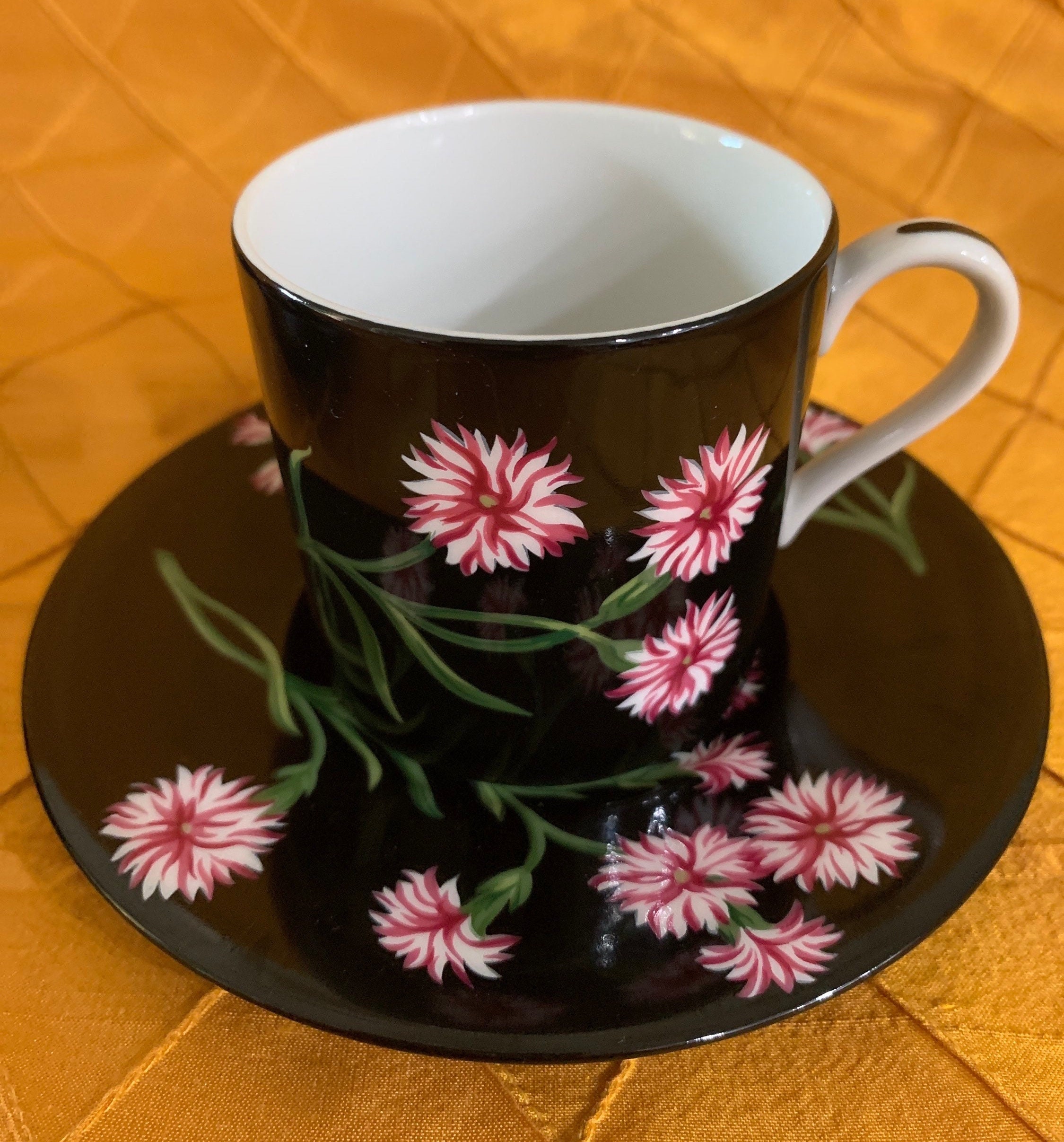 Vintage Tiffany & Co. Demitasse Cups, Mrs. Delaney Flowers, Set of