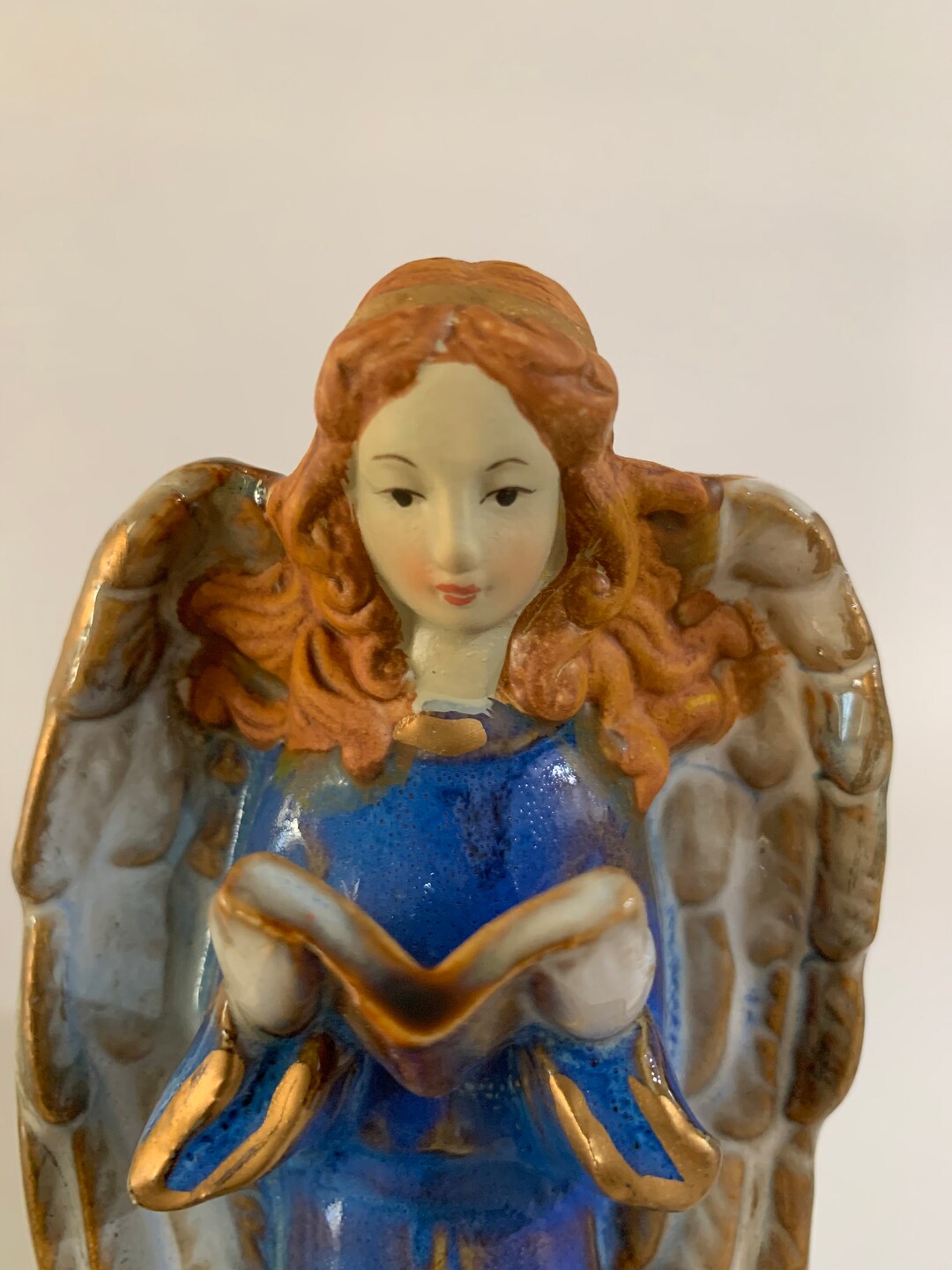 Vintage 8 Ceramic Luster Glazed Angel Figurine Holding a Etsy