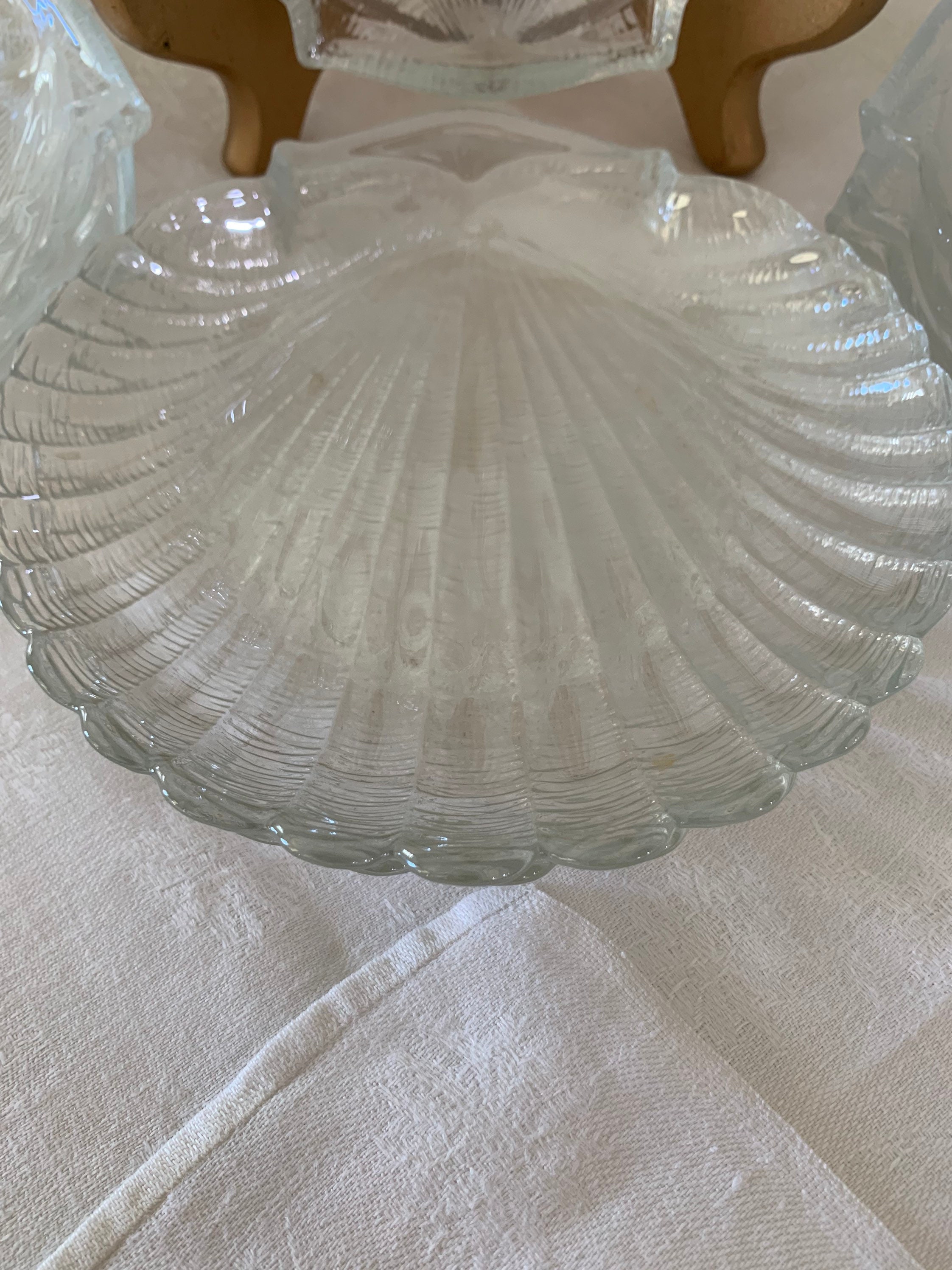 Shell Appetizer Plates Vintage Arcoroc France Glass Coquillage Shell Appetizer Plates. Set of ...