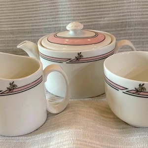 Tea for one or two!! Vintage Royal Doulton Tea Set, Mid Century Modern, Pink Floral Design
