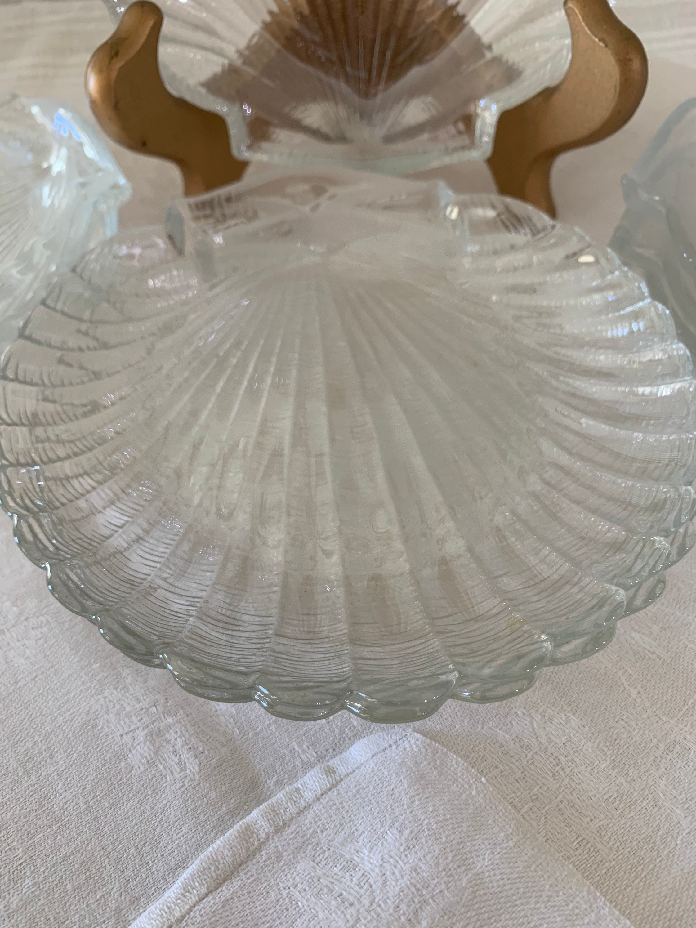 Shell Appetizer Plates Vintage Arcoroc France Glass Coquillage Shell Appetizer Plates. Set of ...