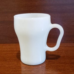 Fire-King Oven Proof Milk Glass Mug by Anchor Hocking in Soda Bottle Shape