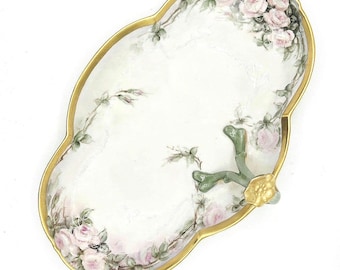 リモージュ八角形の金色装飾大皿 八角形のリモージュ磁器製、花柄装飾、金彩皿一対 - Etsy 日本