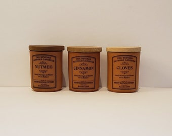 Henry Watson Pottery Terracotta Spice Jars with Wood Lids - Set of Three