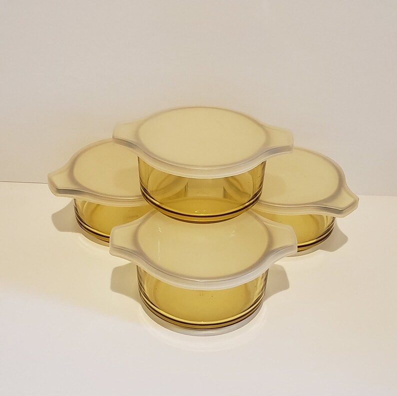 Amber Glass Individual Baking Dishes Casseroles With Lids Etsy