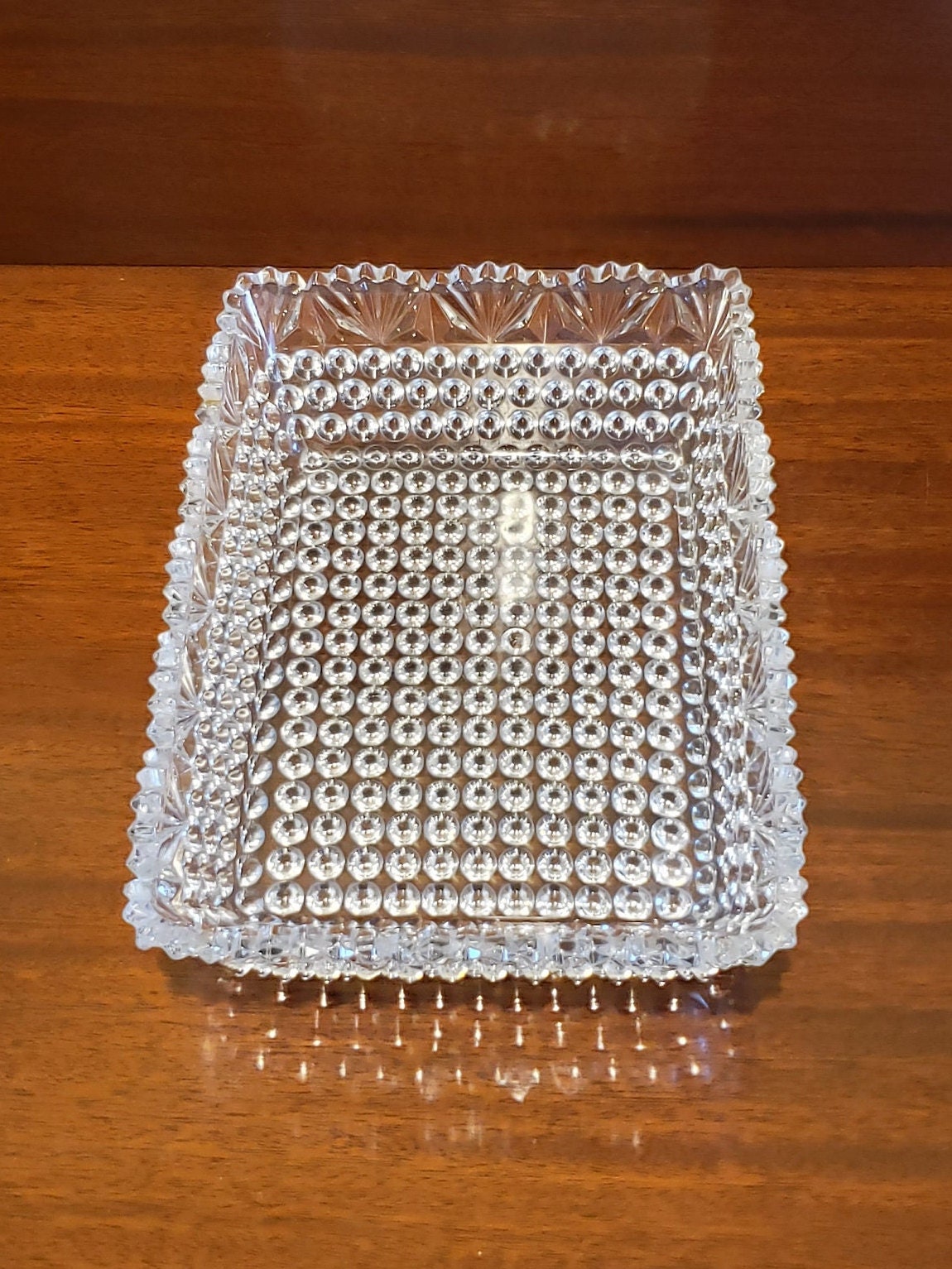 Vintage Pressed Glass Rectangular Serving Dish With Unique Fan Pattern ...
