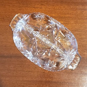 Plat à relish divisé en verre pressé vintage