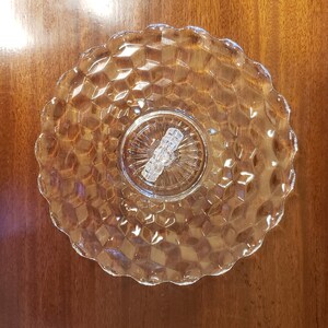 Fostoria 11&quot; Clear Platter with Center Handle in the Cubist Pattern