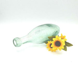 Mid 1800s Aqua / Green Glass Kilner Torpedo Bottle / Carbonated Soda Bottle with Blob Top