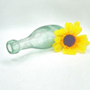 Mid 1800s Aqua / Green Glass Kilner Torpedo Bottle / Carbonated Soda Bottle with Blob Top