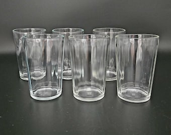Set of Six 1940s Clear Juice Glass set with Interior Optic Ribbing