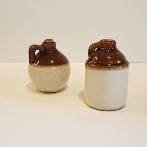 Miniature Stoneware Two Tone Vintage Jugs - Set of two