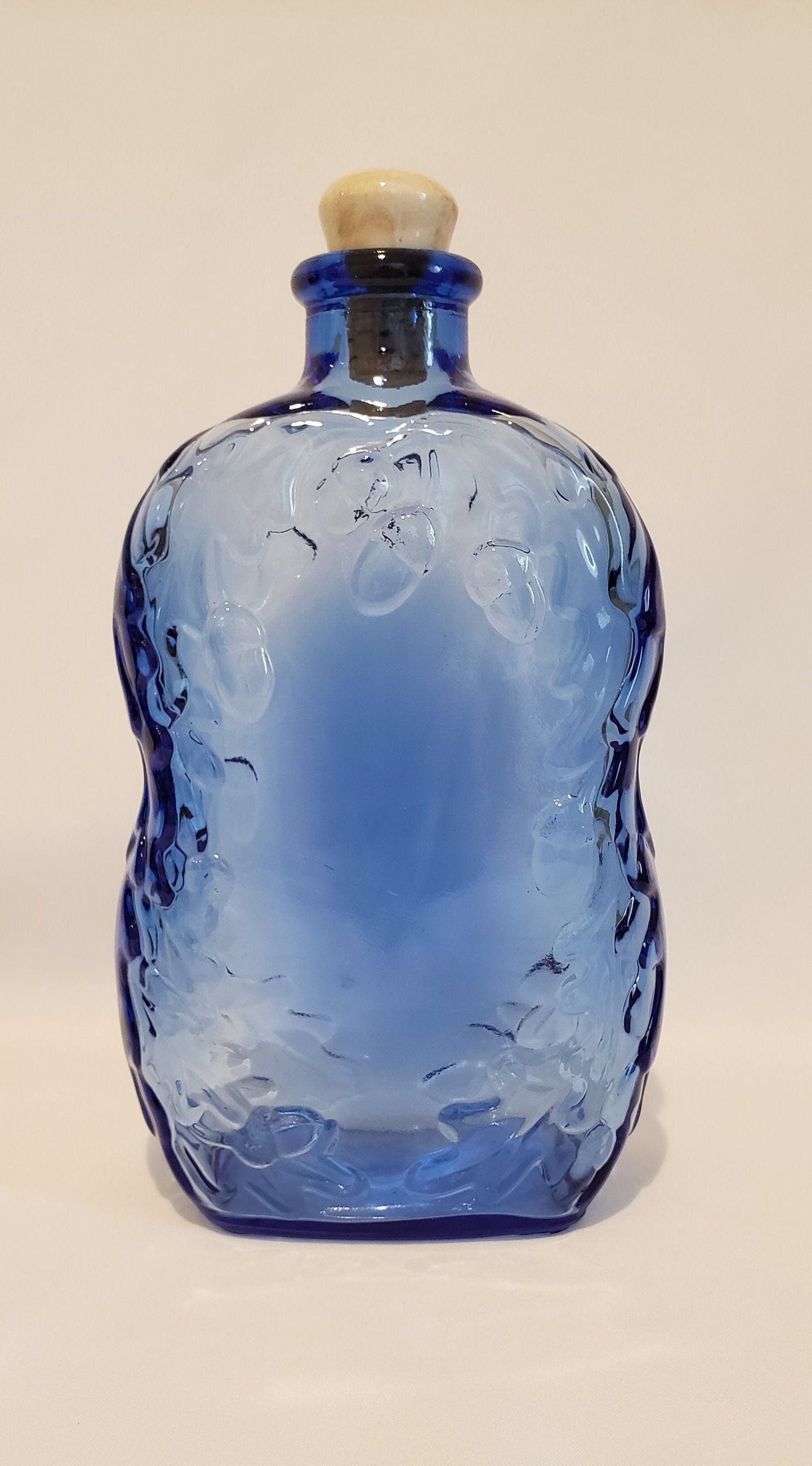Cobalt Blue Vintage Bottle Embossed with Oak Leaves and Acorns. Embossed on  the Bottom of the Bottle CANADA 1.