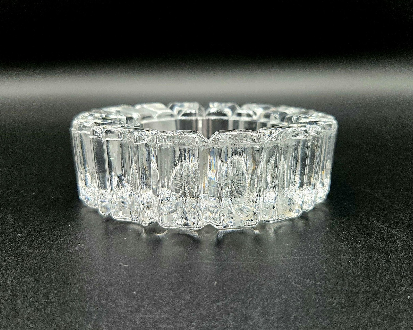 1980s Godinger Crystal Legends Hand Crafted 24% Lead Crystal Trinket Dish / Candle Holder / Aahtray