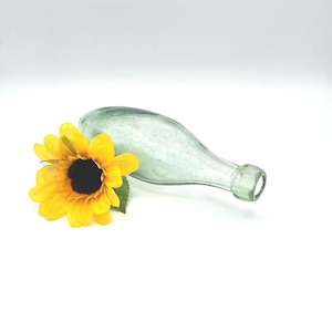 Mid 1800s Aqua / Green Glass Kilner Torpedo Bottle / Carbonated Soda Bottle with Blob Top