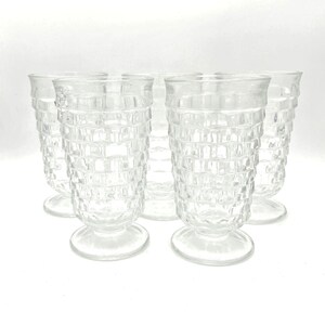 Ice Tea Glasses in the Whitehall Clear / Stacked Cube Design made by Colony Glass - Set of Five