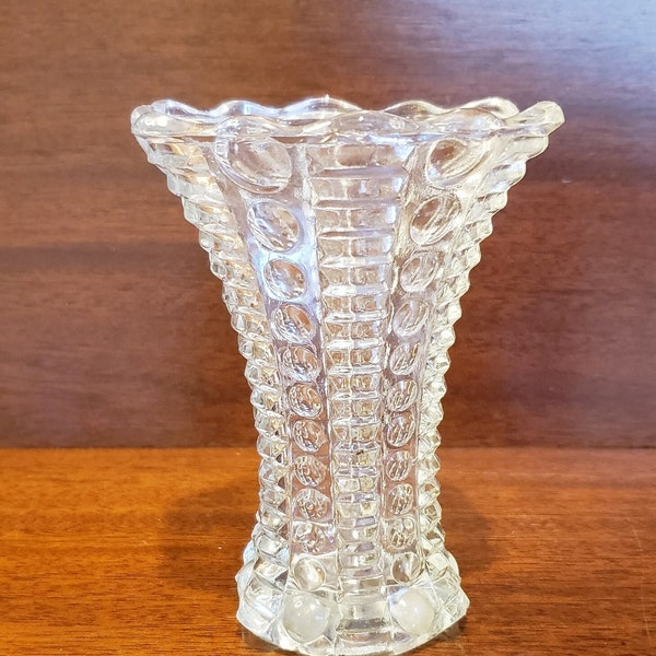 1950s Clear Glass Vase in the Mayflower Clear Pattern by Indiana Glass